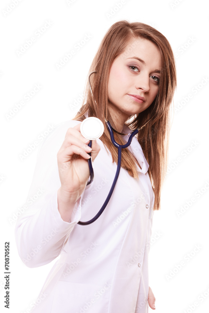 Medical. Woman doctor in lab coat with stethoscope Medical. Woman doctor in lab coat with stethoscope