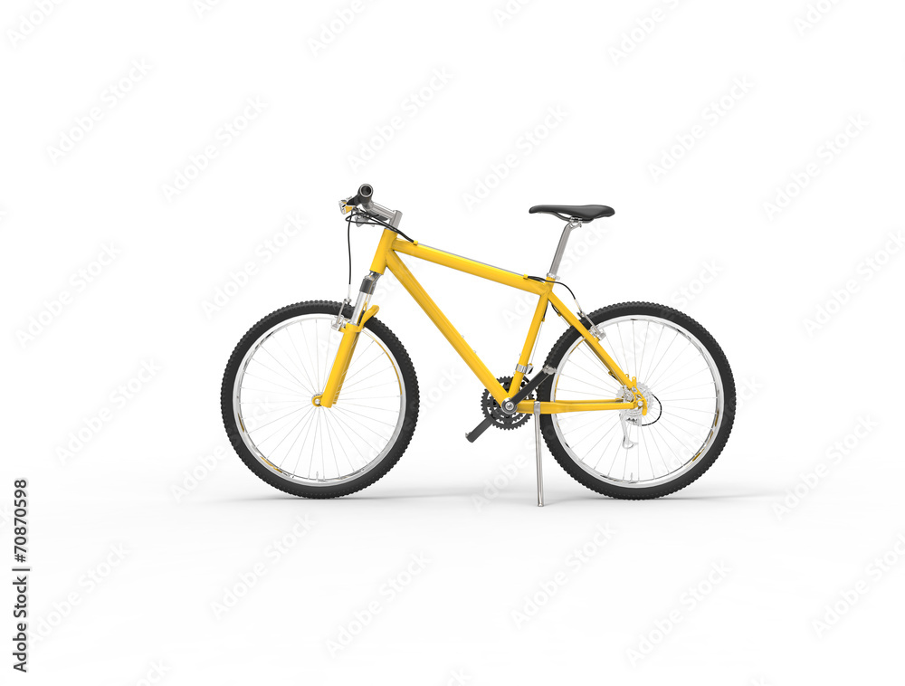 Yellow mountain bike - side view