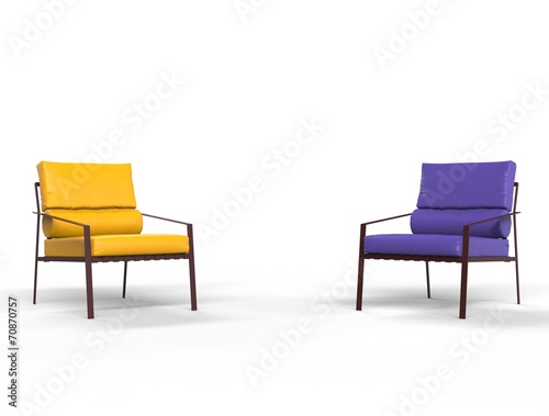 Yellow and Purple armchairs