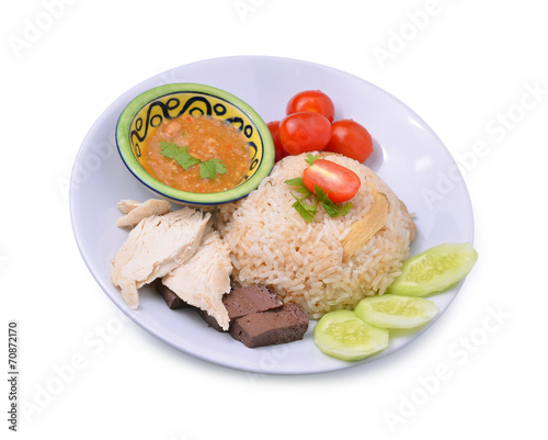 rice steamed with chicken soup, thai food