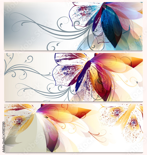Vector  set of floral backgrounds for design