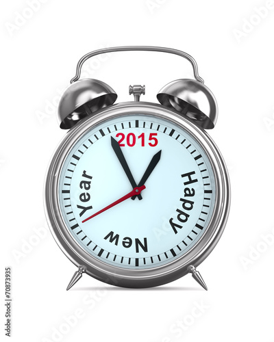 2015 year on alarm clock. Isolated 3D image