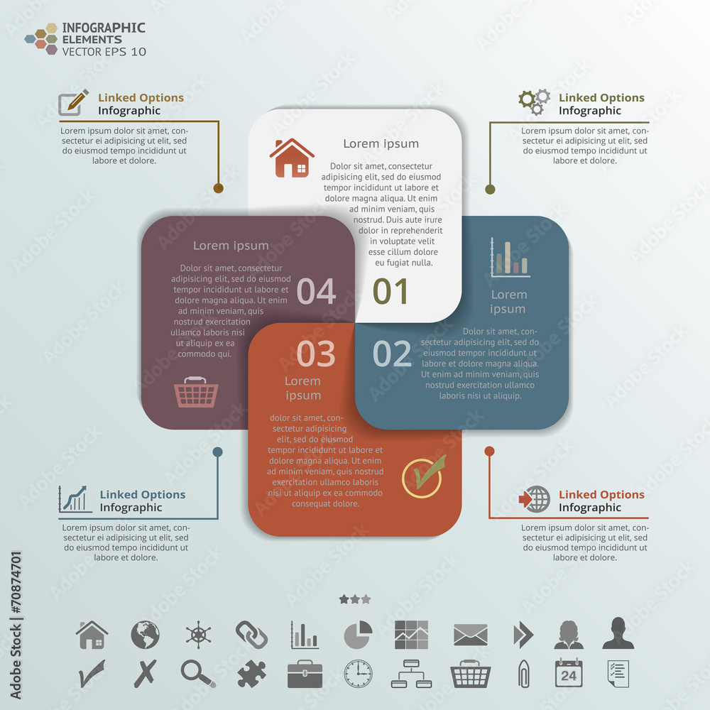 Square Cards Infographic Elements Stock Vector | Adobe Stock