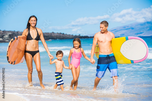 Happy Family with Surfboards