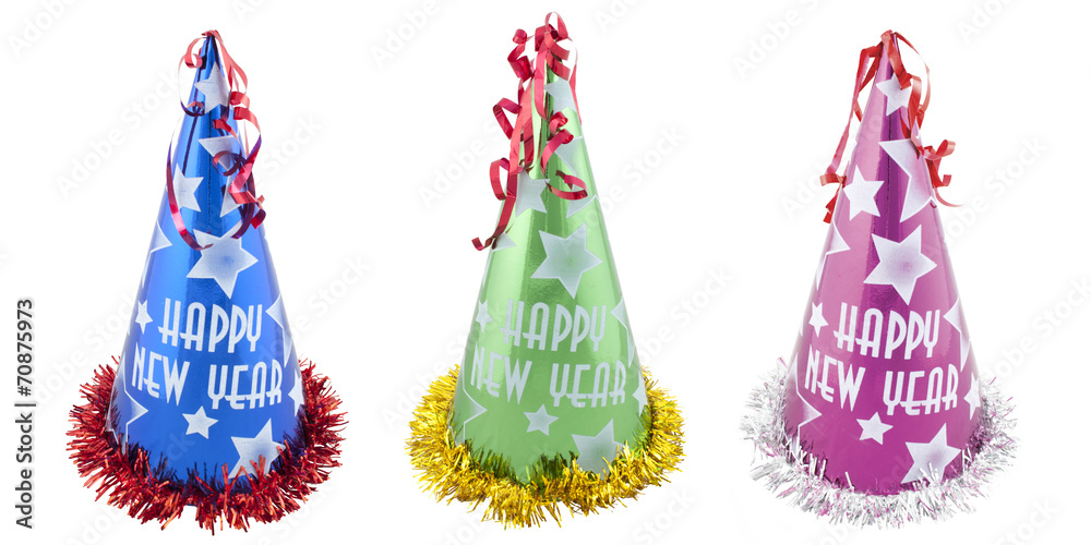Set of Happy New Years party hats