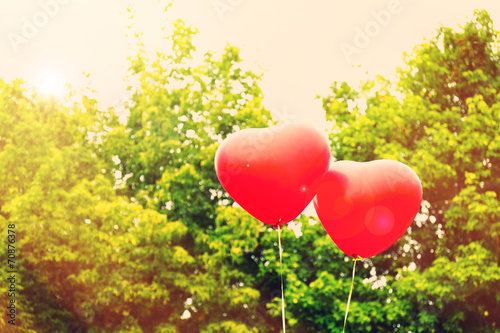 Love heart balloons, outdoors
