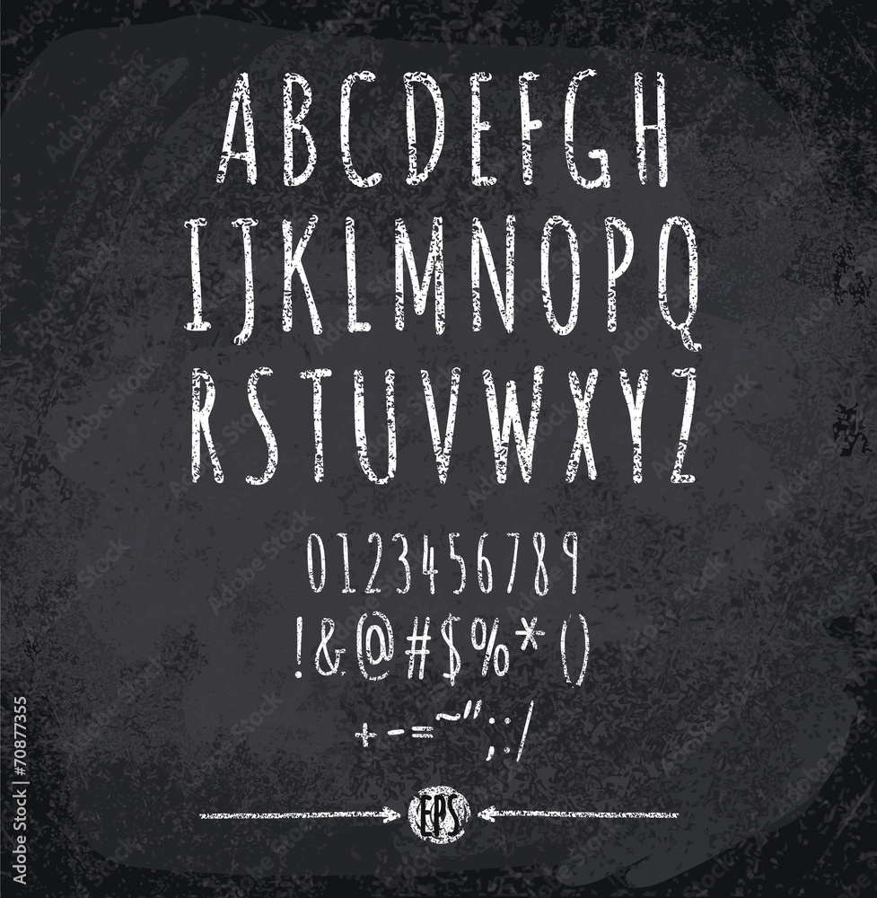 Vector illustration of chalked alphabet