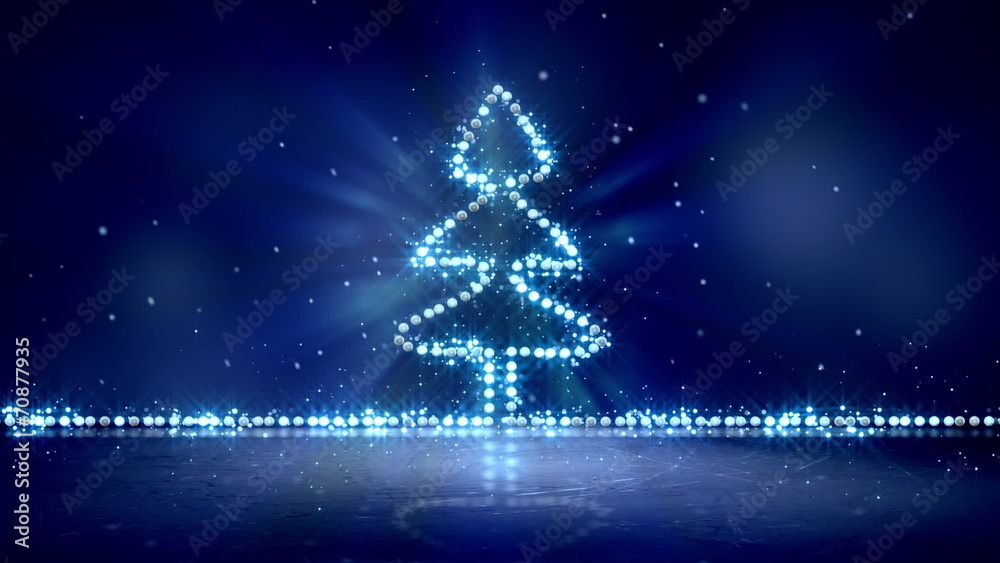 christmas tree glowing blue lights loop background christmas tree glowing blue lights loop background