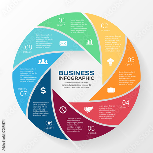 Vector circle infographic diagram 8 options