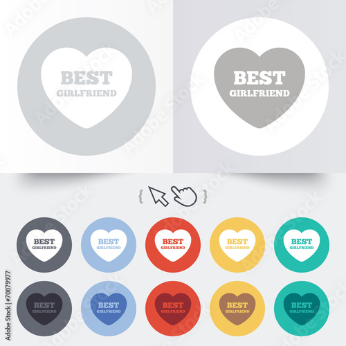 Best girlfriend sign icon. Heart love symbol.