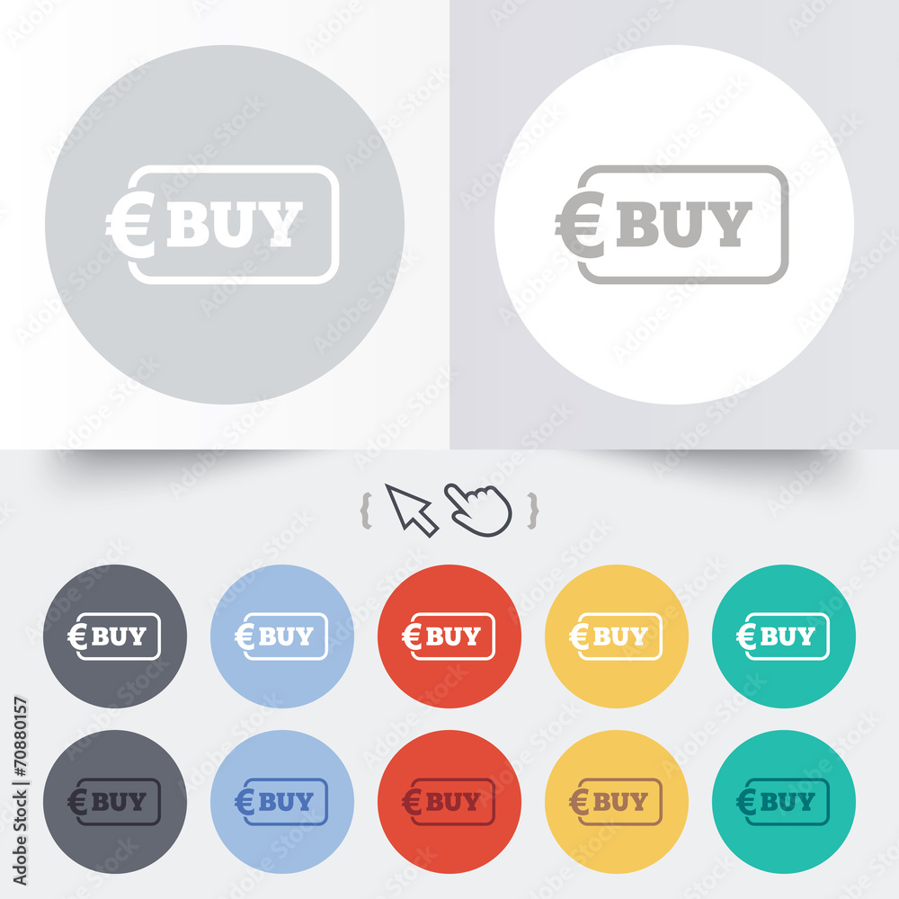 Buy sign icon. Online buying Euro button. Buy sign icon. Online buying Euro button.