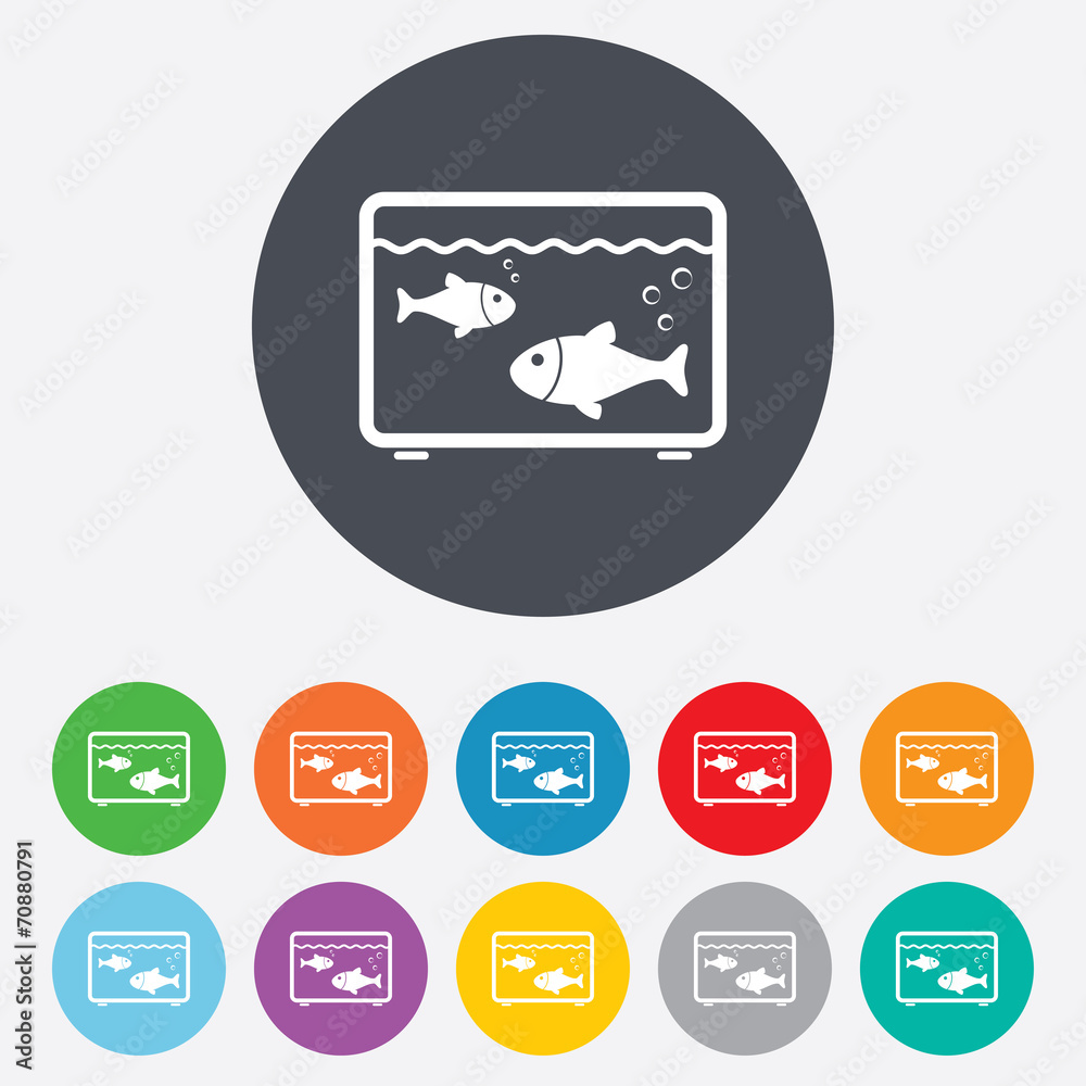 Aquarium sign icon. Fish in water symbol.