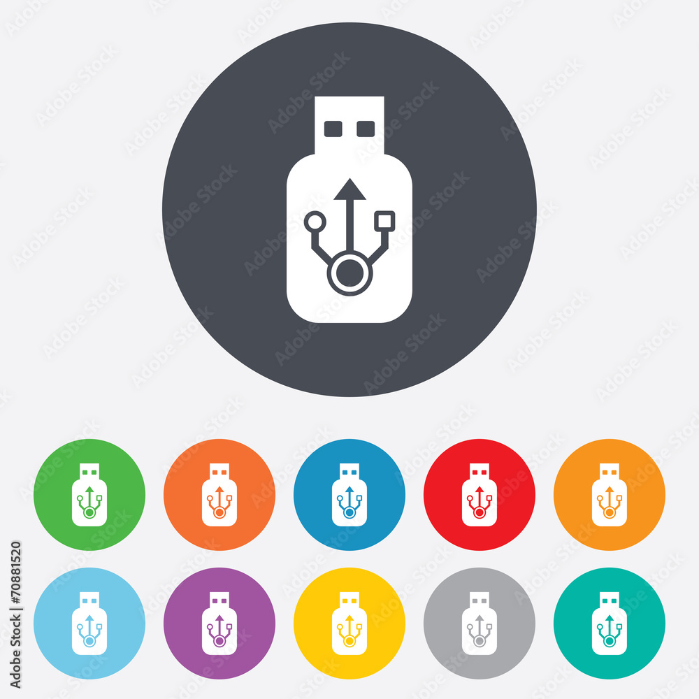 Usb sign icon. Usb flash drive stick symbol. Usb sign icon. Usb flash drive stick symbol.