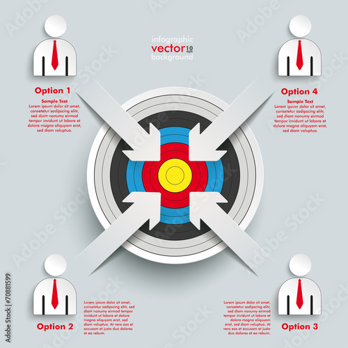 4 Paper Cut Arrows Target Businessmen