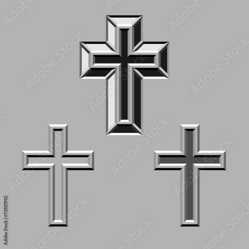 vector 3D stone carved christian crosses
