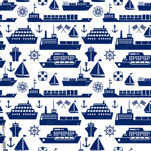 Ships and boats marine seamless background