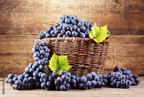 grape in wooden basket
