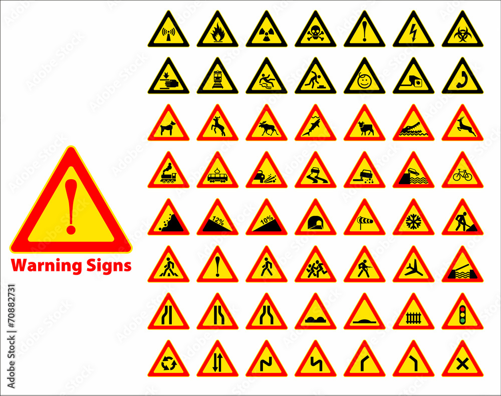 Warning sign symbol. Set design element. Warning sign symbol. Set design element.