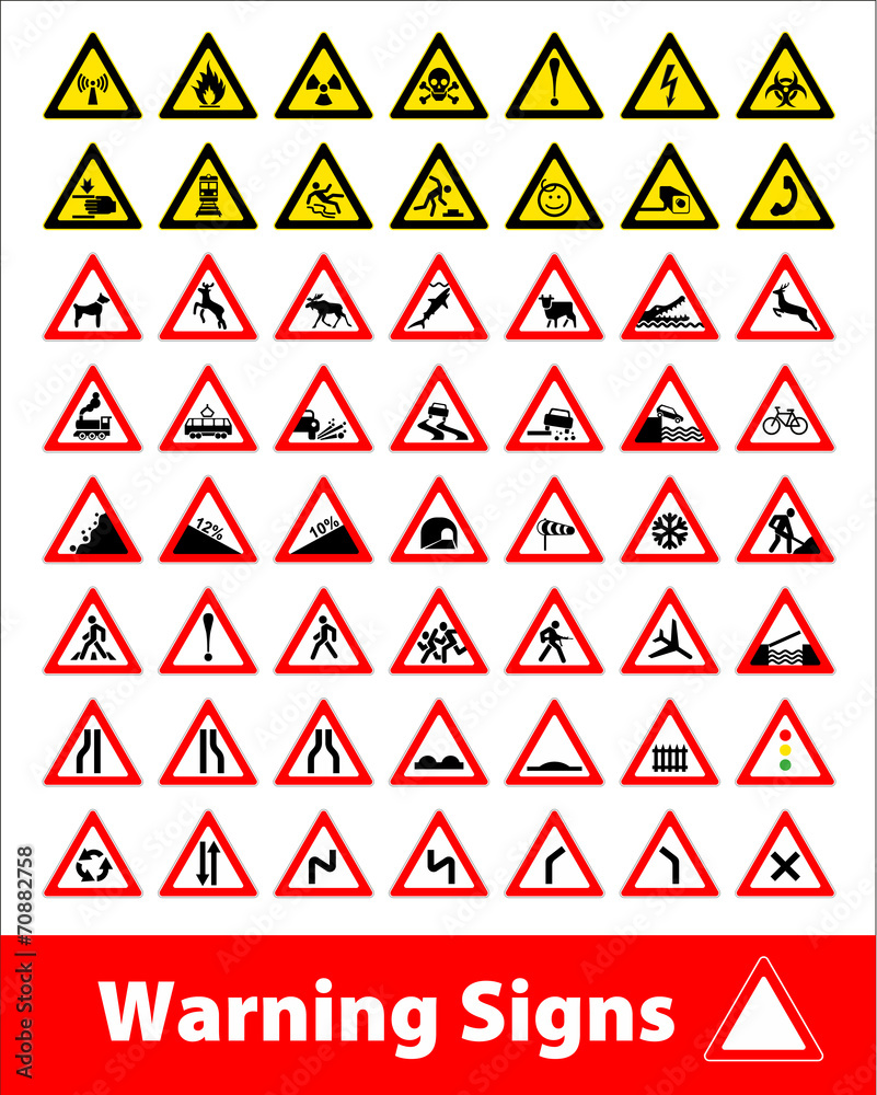 Warning sign symbol. Set design element. Warning sign symbol. Set design element.