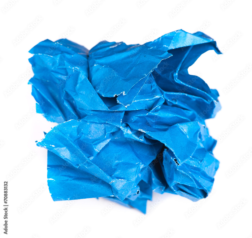 Screwed up piece of blue paper
