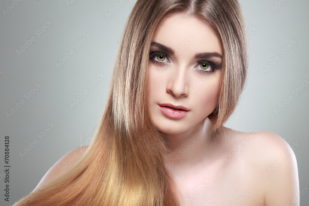 Beautiful girl, isolated on a light-grey background Beautiful girl, isolated on a light-grey background