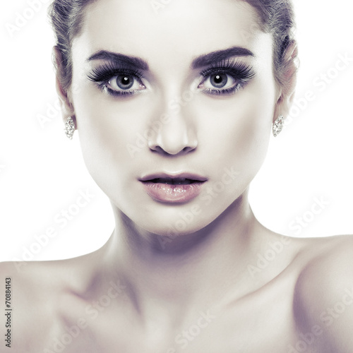 portrait of whiteheaded young woman  emotions  cosmetics