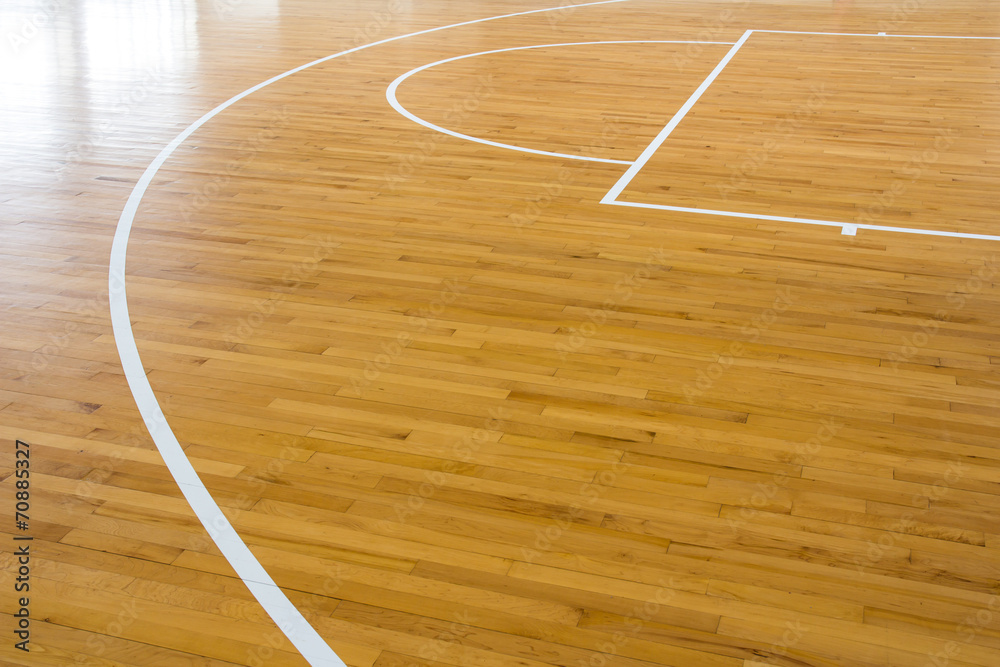 wooden floor basketball court with light effect
