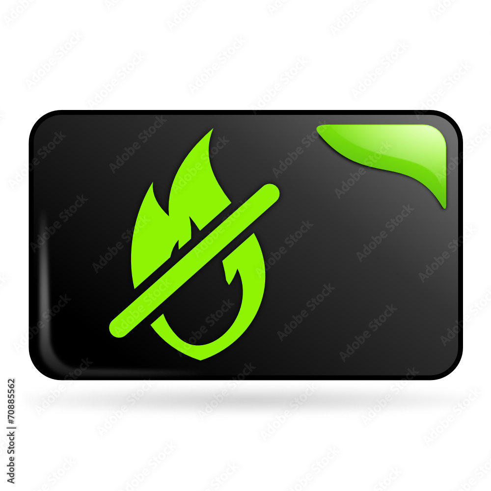 feu interdit sur bouton web rectangle vert