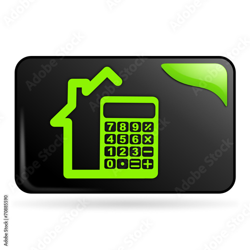 immobilier calculatrice sur bouton web rectangle vert