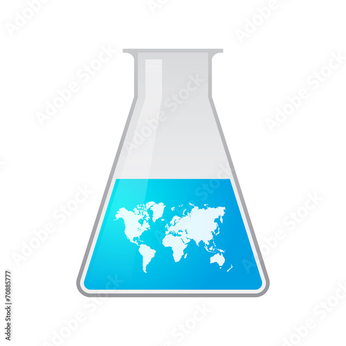Chemical test tube with a world map