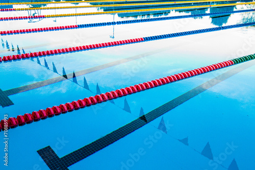 Fototapeta Naklejka Na Ścianę i Meble -  Olympic Pool Corridor Cables Floating