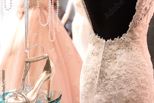 Wallpaper Mural Wedding dress and shoes. Bridal shop. Torontodigital.ca