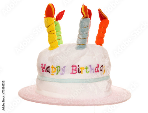 Canvas Print Pink and white happy birthday hat