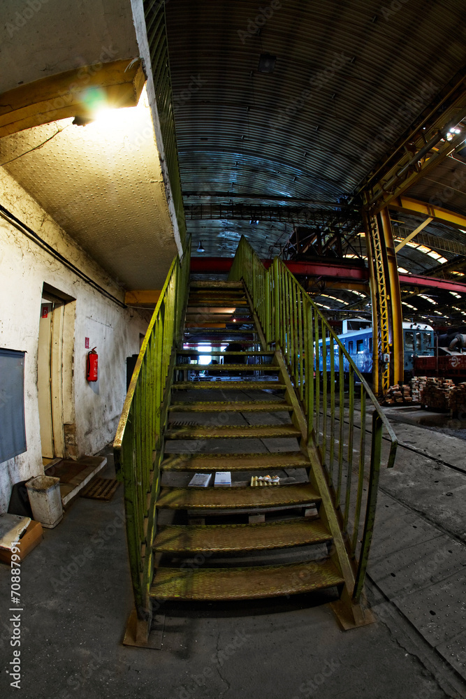 Fototapeta premium Green industrial stairs