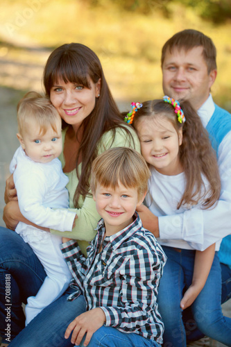 Large family hugging. Happy family concept