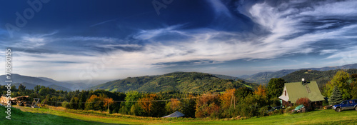 Panorama of mountain. Trzy Kopce, Beskid Śląski, Poland