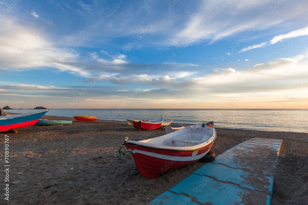 fishing boats on beach