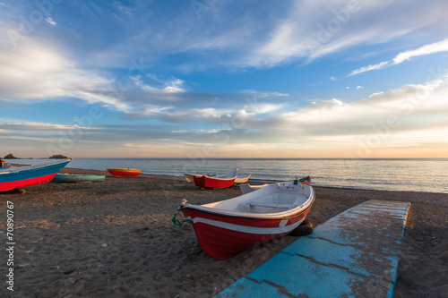 fishing boats on beach