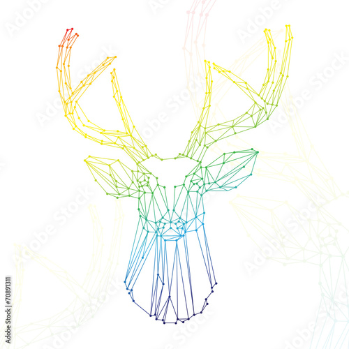 Deer rainbow head on white background