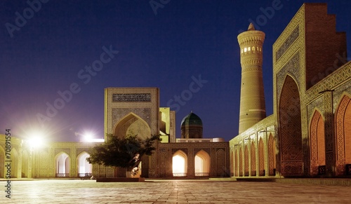 Night view of Kalon mosque and minaret - Bukhara photo