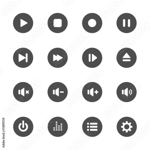 multimedia player icon set, vector eps10