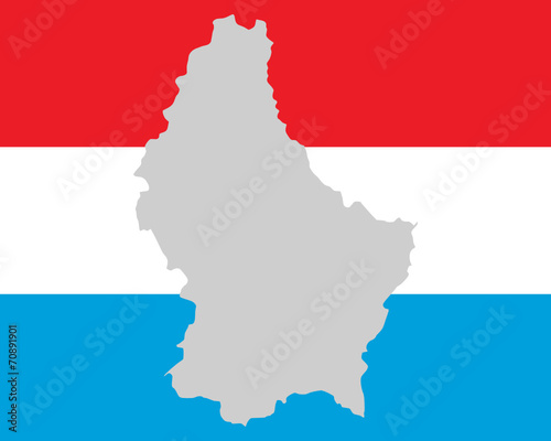 Karte und Fahne von Luxemburg