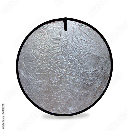 Isolated photo of a photography light reflector in silver