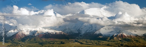 Panoramic view of Lenin Peak from Alay range photo