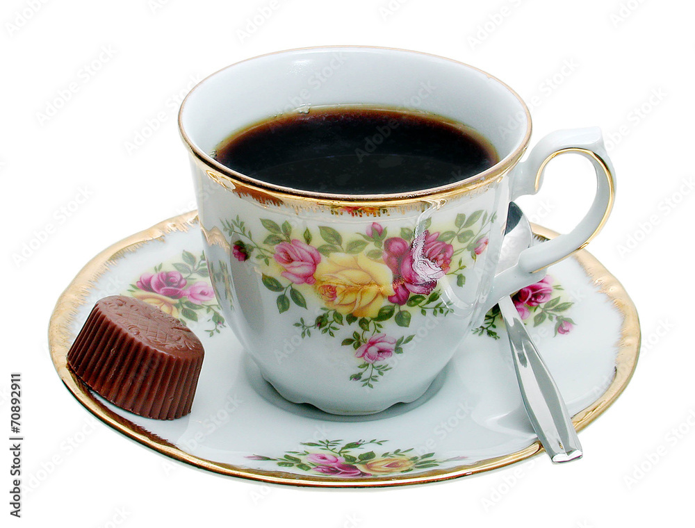 Fototapeta premium Kaffetasse mit Praline