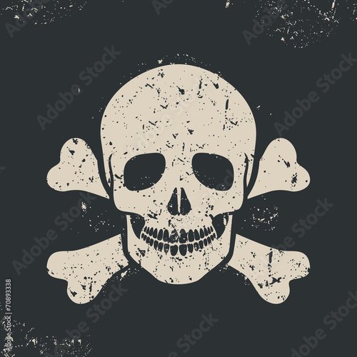 Grunge skull icon.