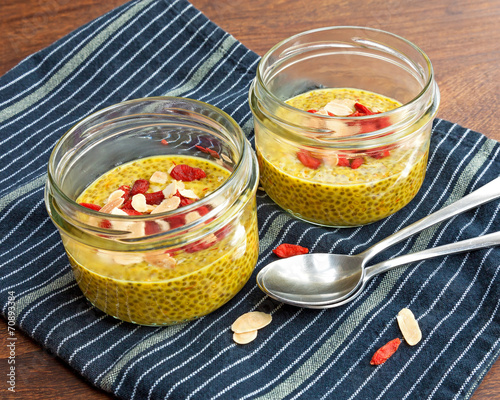 Chia seed puddings with saffron