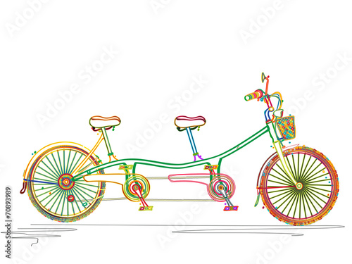 Tandem bicycle in colors