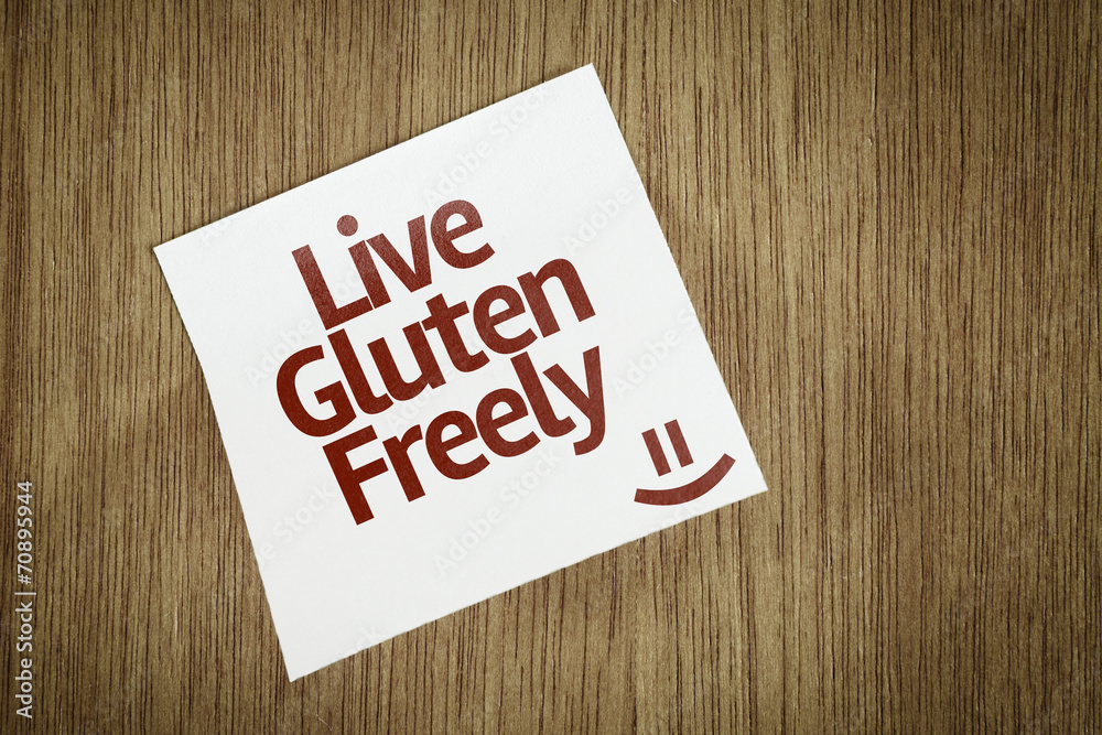 Live Gluten Freely on Paper Note on texture background Live Gluten Freely on Paper Note on texture background