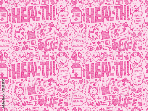 seamless doodle medical pattern
